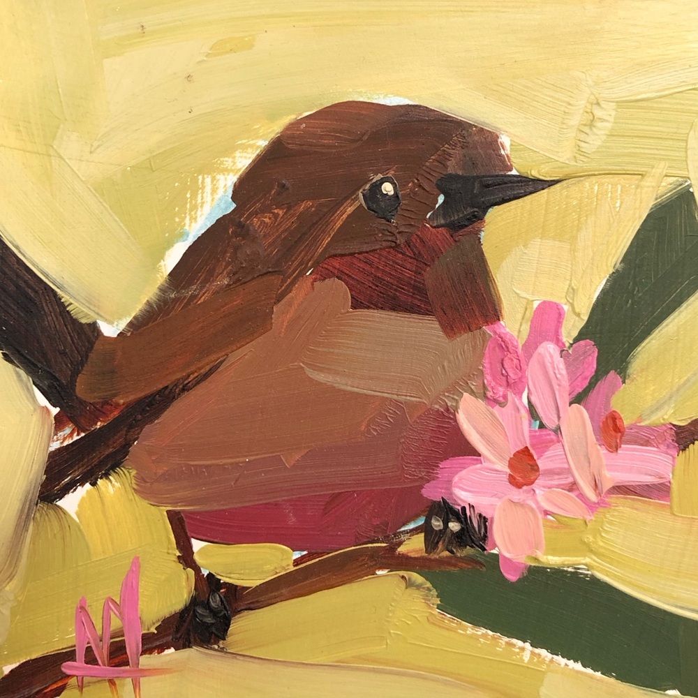 Original oil painting of sweet little Dipper Bird on A-grade composite wood - Picture 10 of 10